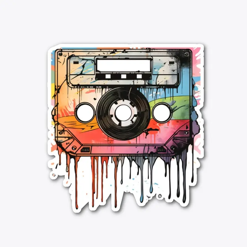 Retro Cassette Color Splash Tee